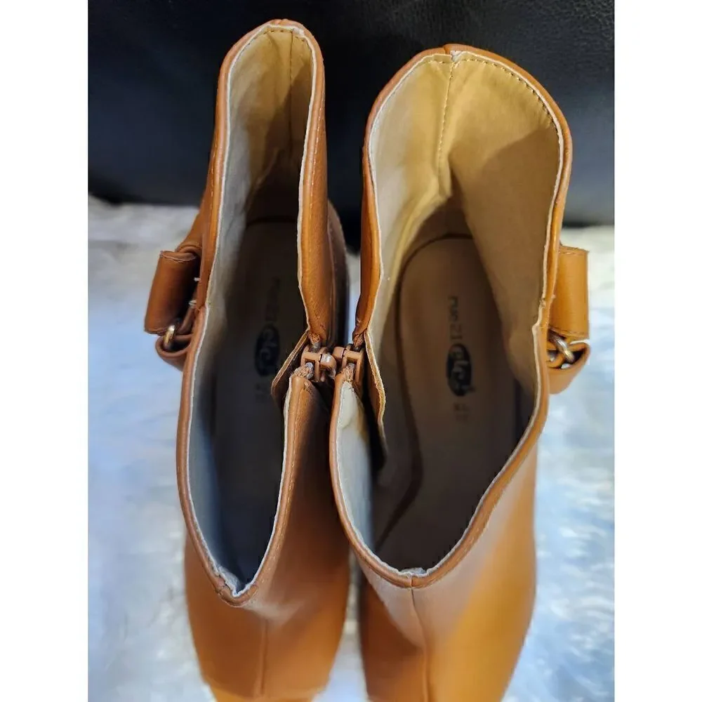 NWOT Rue21 XL 10 Brown open toe ankle bootie with 4